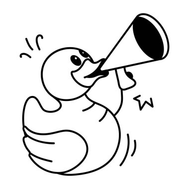 Hoparlör vektör çizimi olan şirin çizgi film ördeği.