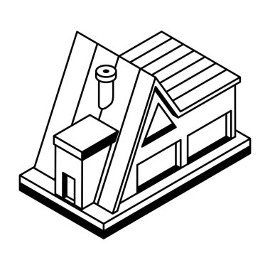 Beyaz arkaplan üzerinde bina simgesi, vektör illüstrasyonu