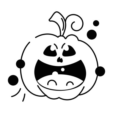 Cadılar bayramı balkabağı yüzlü, vektör çizimi basit tasarım