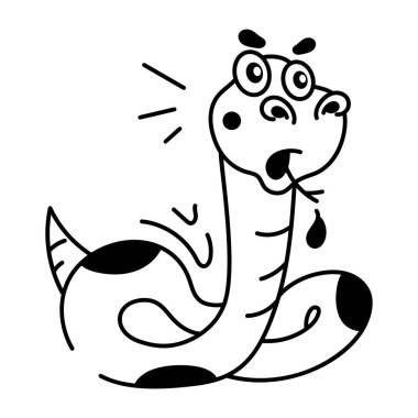 beyaz arkaplanda karalama komik yılan, vektör illüstrasyon