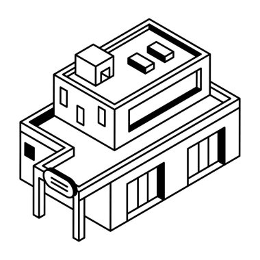 inşaat izometrik ikon vektör çizimi oluşturuluyor