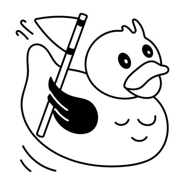 Bayrak ikonlu ördek. Vektör illüstrasyonu 