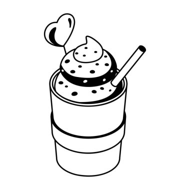 Saman ve kalple nefis bir içecek, vektör çizimi.