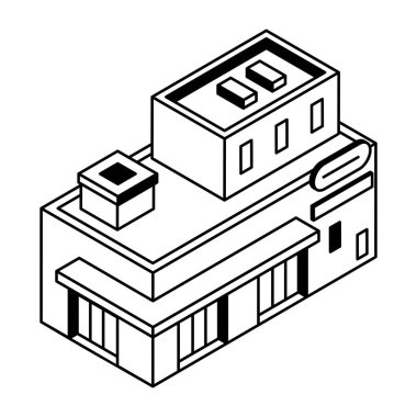 inşaat izometrik ikon vektör çizimi oluşturuluyor