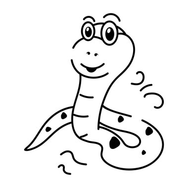 beyaz arkaplanda karalama komik yılan, vektör illüstrasyon