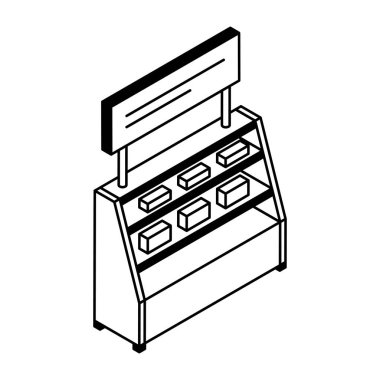ürün gösterimi simgesi için depolama standı. vektör illüstrasyonu