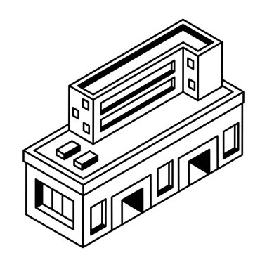 inşaat izometrik ikon vektör çizimi oluşturuluyor