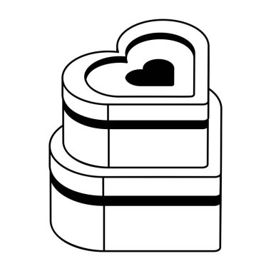 kalp simgesi olan kutu, vektör illüstrasyonu