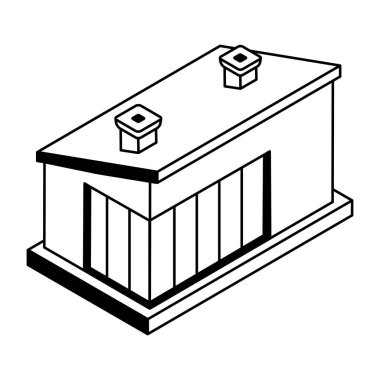 Beyaz arkaplan üzerinde bina simgesi, vektör illüstrasyonu