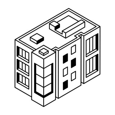 inşaat izometrik ikon vektör çizimi oluşturuluyor