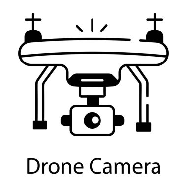 Drone kamera siyah ve beyaz vektör simgesi