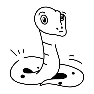 beyaz arkaplanda karalama komik yılan, vektör illüstrasyon