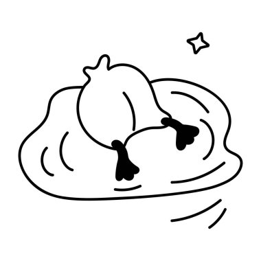 Sudaki ördek çizgi filminin vektör çizimi 