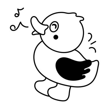 beyaz arkaplanda şarkı söyleyen ördeğin çizimi