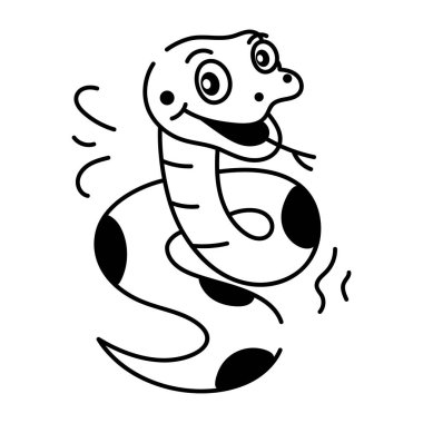 beyaz arkaplanda karalama komik yılan, vektör illüstrasyon