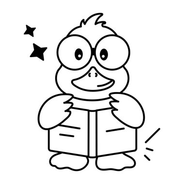 Çizgi film çizimi kitapla ördek çizimi