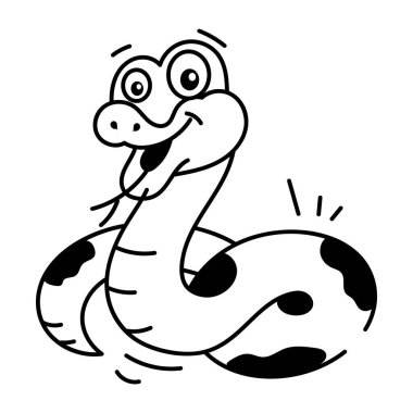 beyaz arkaplanda karalama komik yılan, vektör illüstrasyon