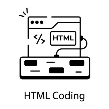 Html kodlama siyah ve beyaz vektör çizimi 