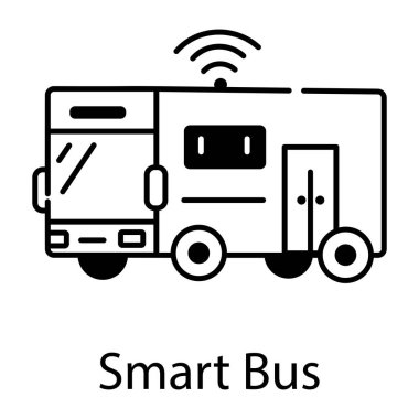 akıllı bus simgesi, modern vektör illüstrasyonu 