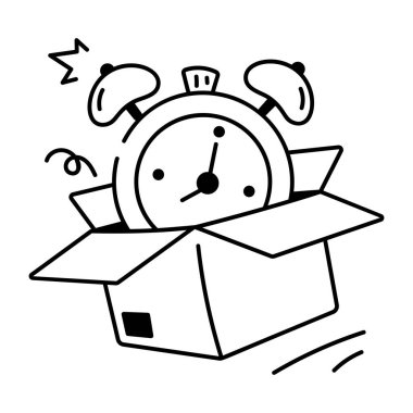 Alarm saatinin kutu içindeki vektör çizimi