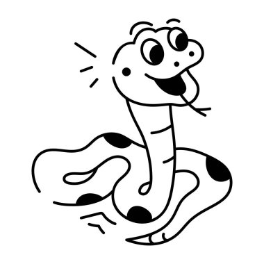 beyaz arkaplanda karalama komik yılan, vektör illüstrasyon