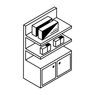 raflı modern ev mobilyaları, vektör çizimi basit tasarım