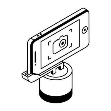 Kameralı akıllı telefon aygıtı, vektör illüstrasyonu basit tasarım