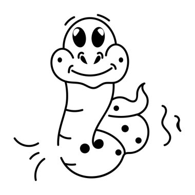 çizgi film yılanı, vektör çizimi basit tasarım