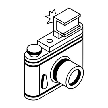 Kamera simgesi. Web için kamera vektör simgelerinin özet çizimi