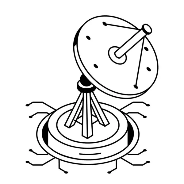 Satellite Dish Web Icon Isolated White Background Vector Illustration — Stock Vector