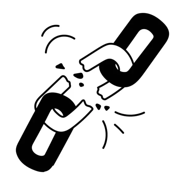 壊れた鎖の手描きの漫画 — ストックベクタ