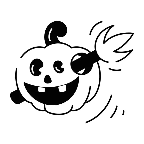 Divertente Zucca Halloween Con Faccia Disegno Semplice Illustrazione Vettoriale — Vettoriale Stock