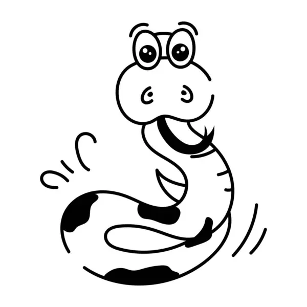 Černá Bílá Ilustrace Kresleného Hada — Stockový vektor