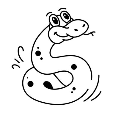 beyaz arkaplanda karalama komik yılan, vektör illüstrasyon