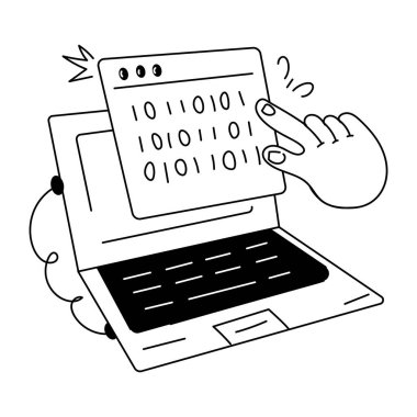 İkili web sitesinin karalama mini illüstrasyonunu kontrol et