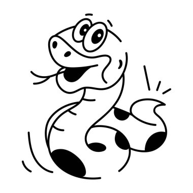 beyaz arkaplanda karalama komik yılan, vektör illüstrasyon