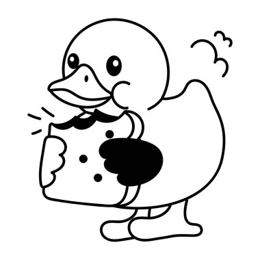 Çizgi film ördeği ile ekmek, vektör illüstrasyonu