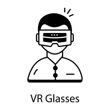 Çizgi dizaynında sanal gerçeklik gözlükleri, vektör illüstrasyonu