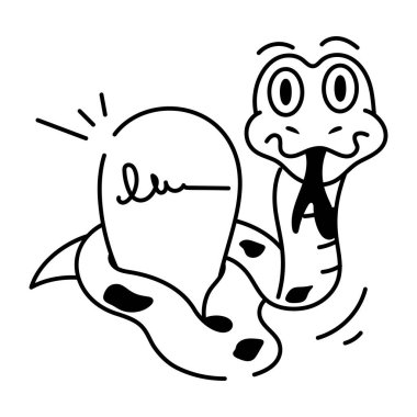 şirin çizgi film yılanı, vektör çizimi