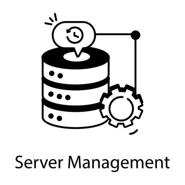 Sunucu yönetimi siyah ve beyaz vektör illüstrasyonu 