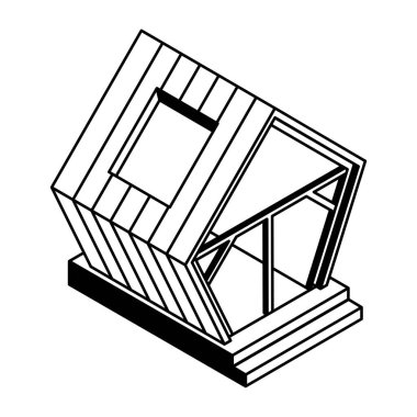 Beyaz arkaplan üzerinde bina simgesi, vektör illüstrasyonu