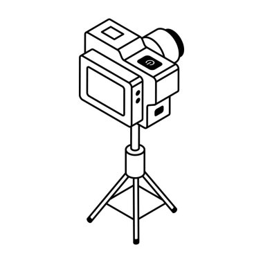 üç ayaklı fotoğraf makinesi, vektör illüstrasyonu