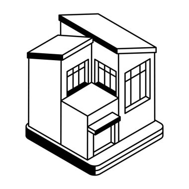 Ev binası ikonu. Web için yerleşim vektör simgelerinin özet çizimi