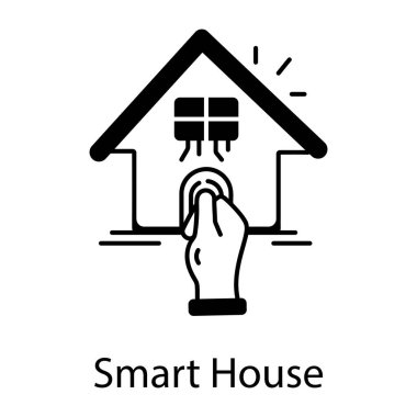 Akıllı ev siyah ve beyaz vektör simgesi