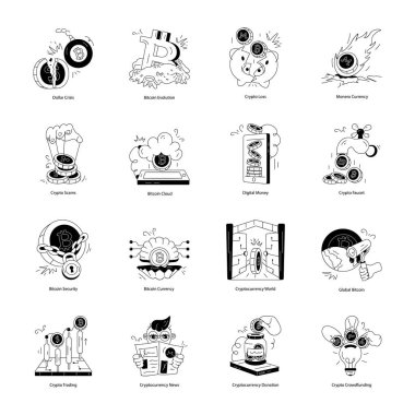 Kripto Market Paketi Doodle Mini Resimleri