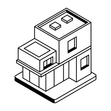 Ev binası ikonu. Web için yerleşim vektör simgelerinin özet çizimi