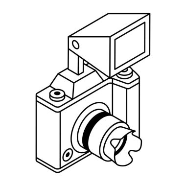 Beyaz arkaplanda izole edilmiş kamera web simgesi, vektör illüstrasyonu 