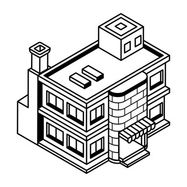 Beyaz arkaplanda modern yapı simgesi, vektör illüstrasyonu