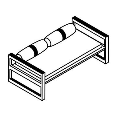 Beyaz arka planda yastıklı modern kanepe
