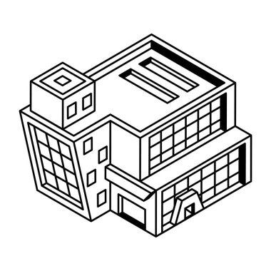 Beyaz arkaplanda modern yapı simgesi, vektör illüstrasyonu